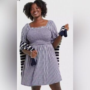 Draper James Blue & White Gingham Dress - Size Large